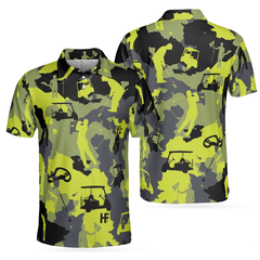 Green And Grey Camouflage Golf Polo Shirt, Military Streetwear Polo Shirt, Camo Golf Shirt For Men - Hyperfavor