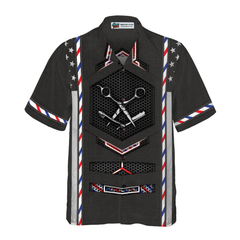 Black American Flag Barber Hawaiian Shirt - Hyperfavor