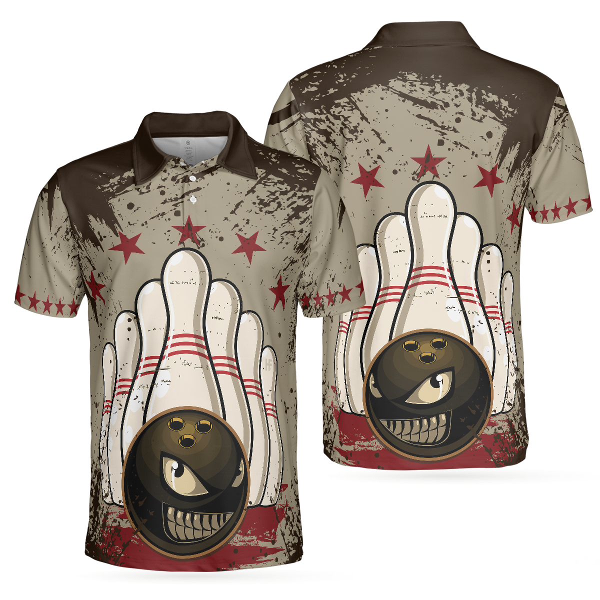 Bowling Ball Vintage Background Short Sleeve Polo Shirt, Crazy Polo Shirt, Best Bowling Shirt For Men - Hyperfavor