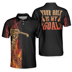 Your Hole Is My Goal Golf Polo Shirt, Black Flame Fragmented Golfer Polo Shirt, Best Golf Shirt For Men - Hyperfavor