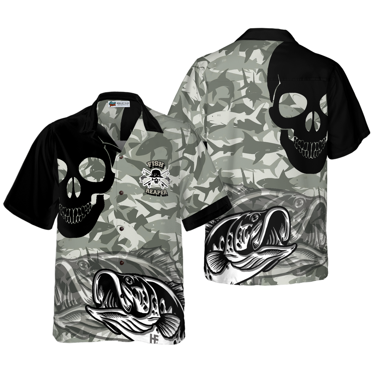 Eat Sleep Fishing Repeat Skull Camouflage Hawaiian Shirt - Hyperfavor