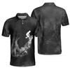 Cycling On Smoke Background Polo Shirt, Black And White Cycling Shirt For Men - Hyperfavor