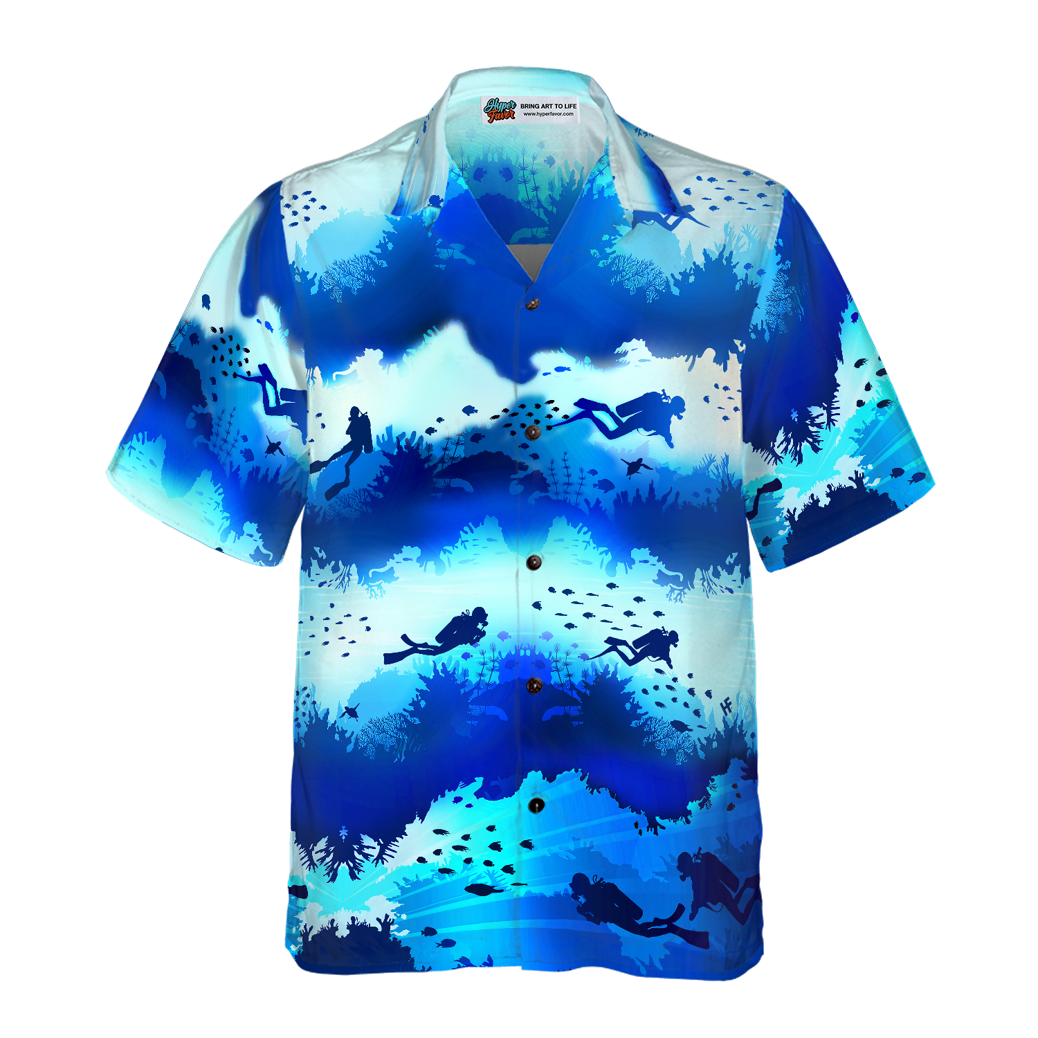 Scuba Diver Under Sea Cave Hawaiian Shirt - Hyperfavor