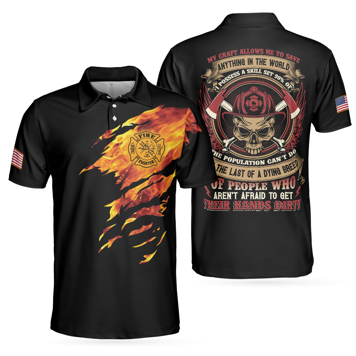 Firefighter My Craft Allows Me To Save Anything Polo Shirt, Skull Firefighter Shirt For Men - Hyperfavor