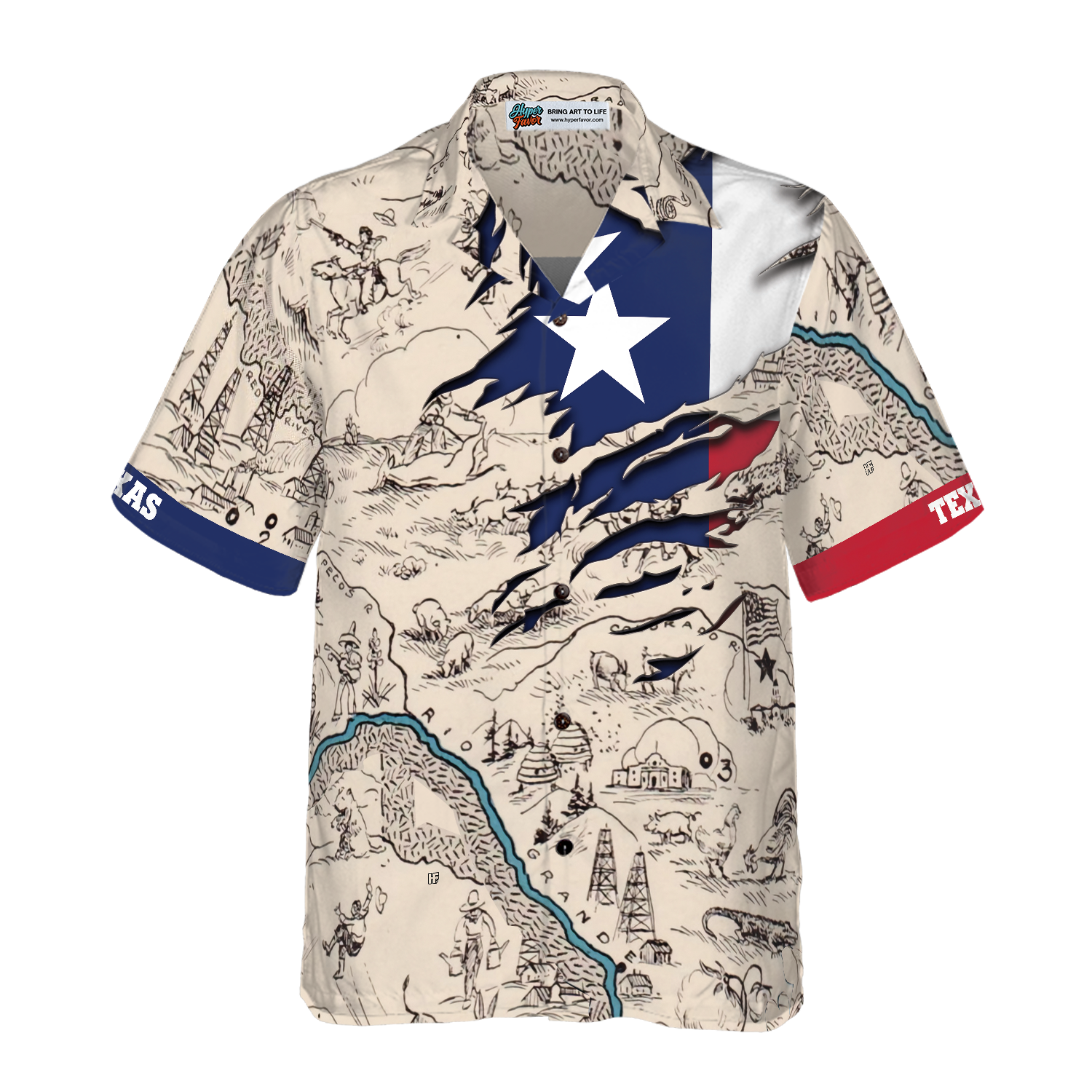 Texas State Map Hawaiian Shirt, Unique Texas Shirt For Texas Lovers - Hyperfavor