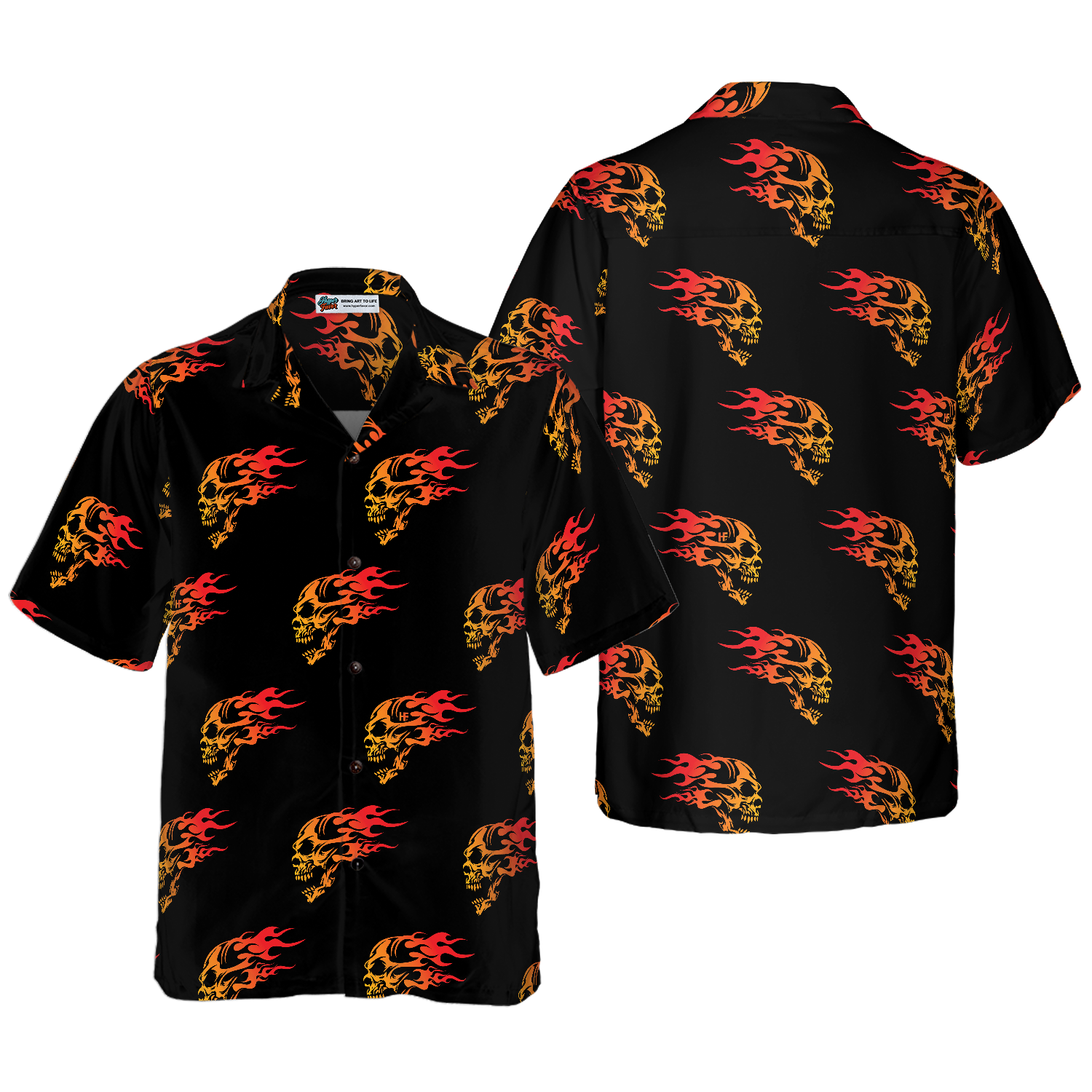 Flaming Angry Skull Hawaiian Shirt - Hyperfavor