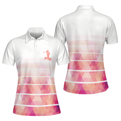 Girl Swinging Golf Club Short Sleeve Women Polo Shirt - Hyperfavor