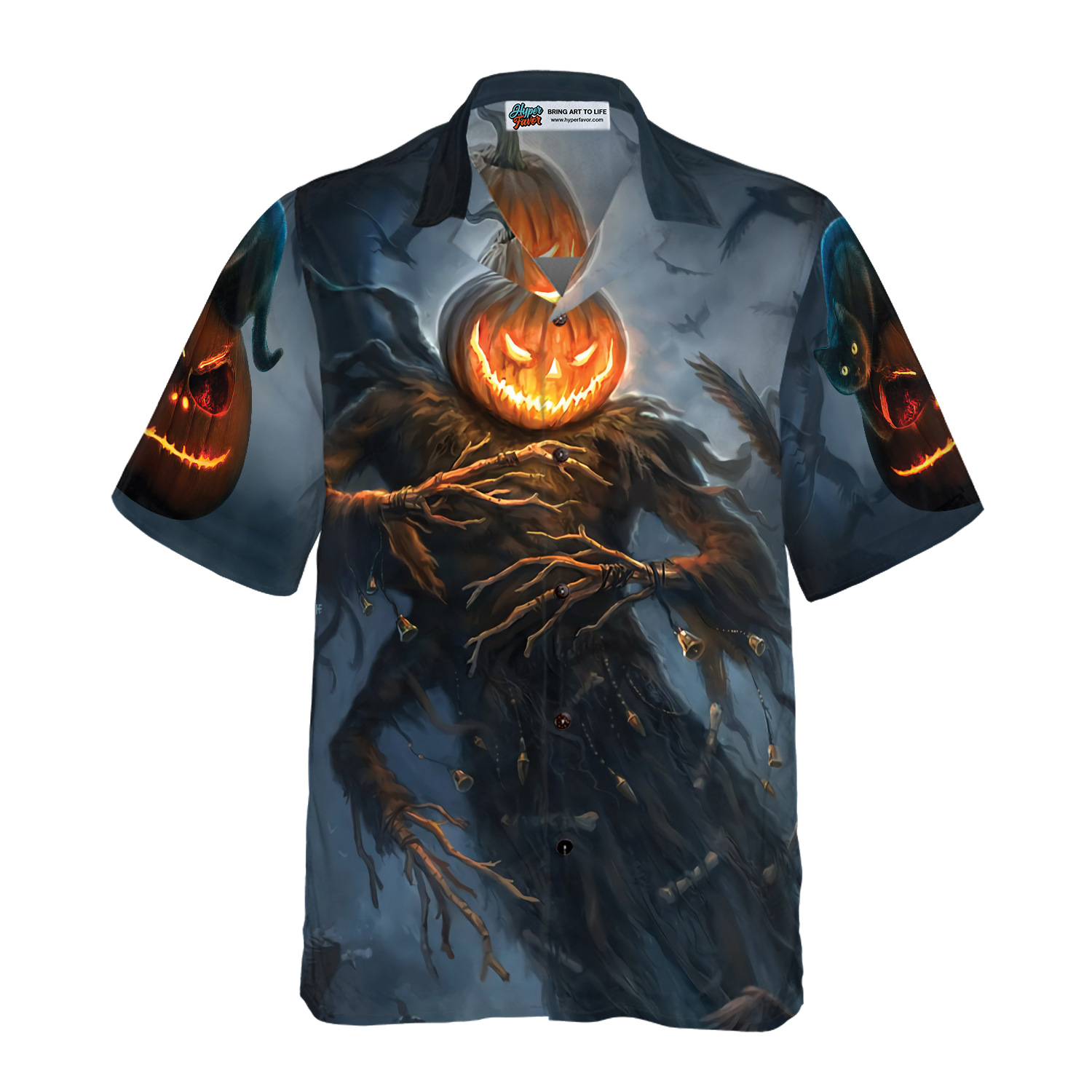 Pumpkin Cat Monster Halloween Hawaiian Shirt, Halloween Shirt For Men And Women - Hyperfavor