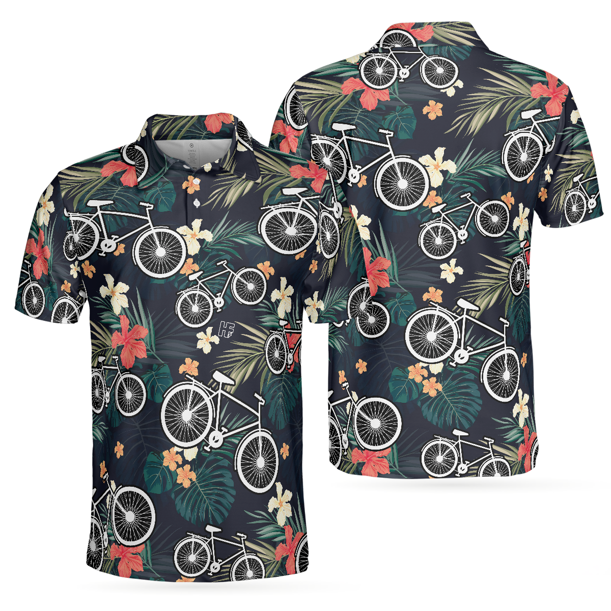 Tropical Bike Polo Shirt, Tropical Cycling Themed Shirt For Bike Lovers, Funny Cycling Shirt Design - Hyperfavor