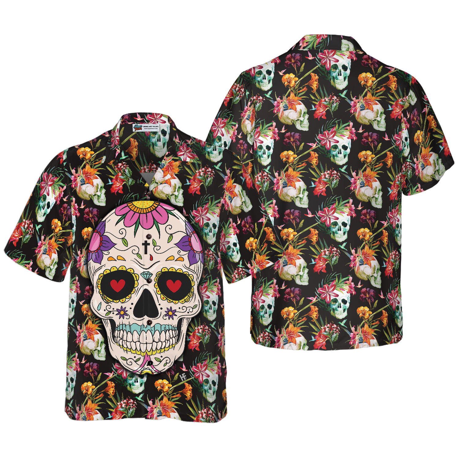 The Tropical Floral Skull Hawaiian Shirt - Hyperfavor