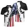 Black Skull Billiards Short Sleeve Polo Shirt, American Flag Polo Shirt, Best Billiards Shirt For Men - Hyperfavor