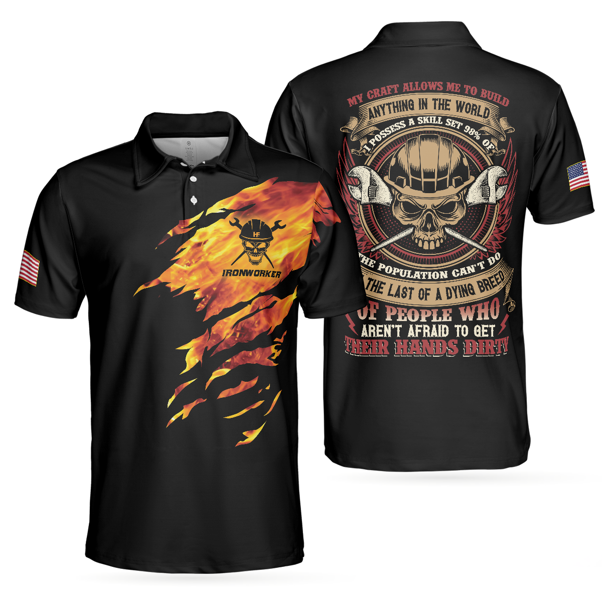 Ironworker My Craft Allows Me To Build Anything Polo Shirt, Skull Polo Shirt, Ironworker Shirt For Men - Hyperfavor