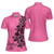 Bowling Girl Skull Short Sleeve Women Polo Shirt, Pink Skull Pattern Bowling Shirt For Female Players - Hyperfavor