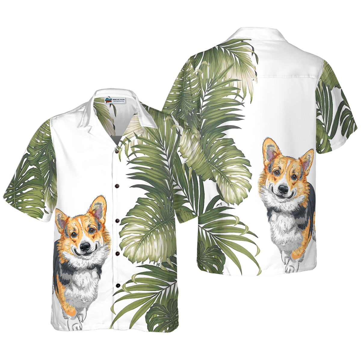 Corgi Monstera Leaves Corgi Hawaiian Shirt, Best Dog Shirt For Men And Women - Hyperfavor