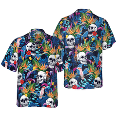 Colorful Tropical Forest And Skull Hawaiian Shirt - Hyperfavor