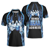 Too Much Head Said No One Ever Bowling Polo Shirt, Blue Flame Pattern Tenpin Bowling Shirt For Bowling Lovers - Hyperfavor