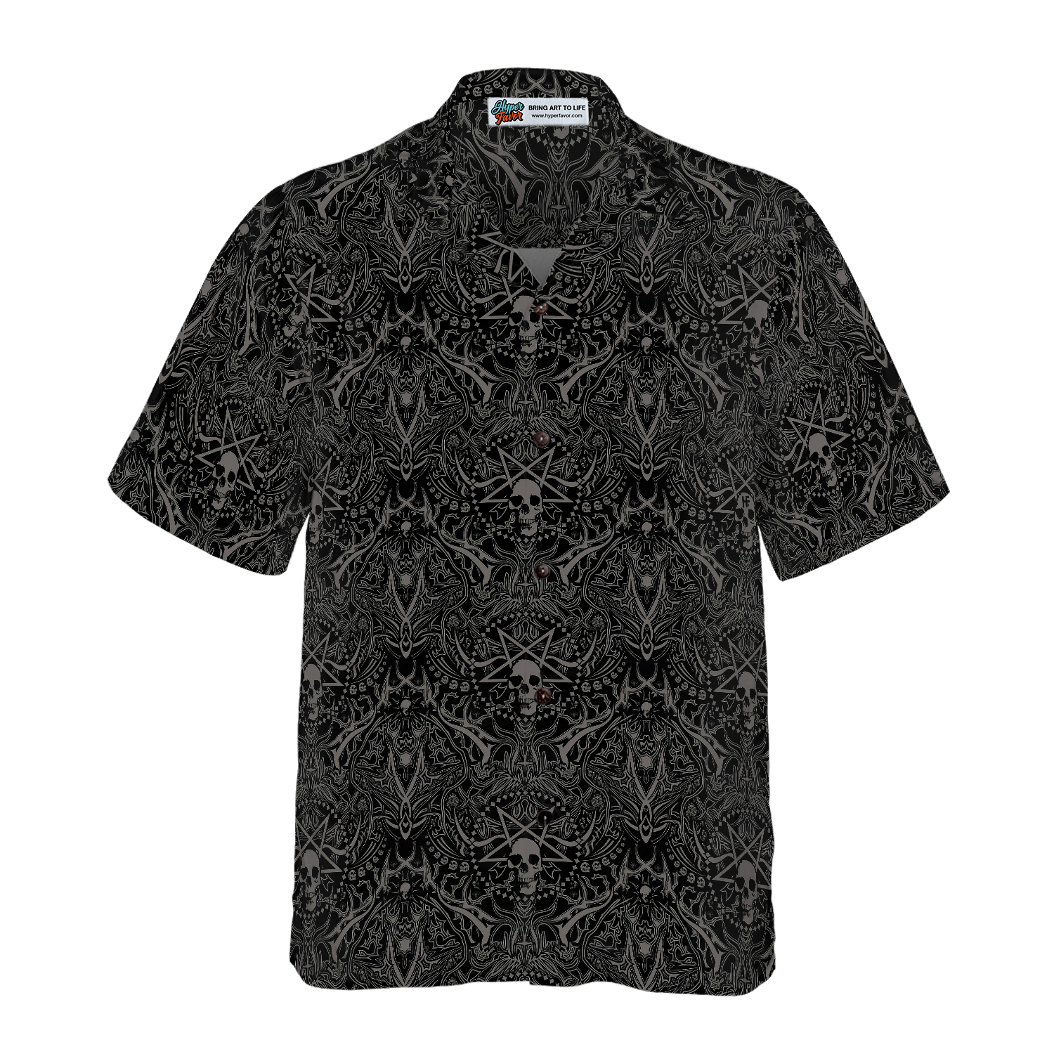 Seamless Gothic Skull Pattern Goth Hawaiian Shirt - Hyperfavor