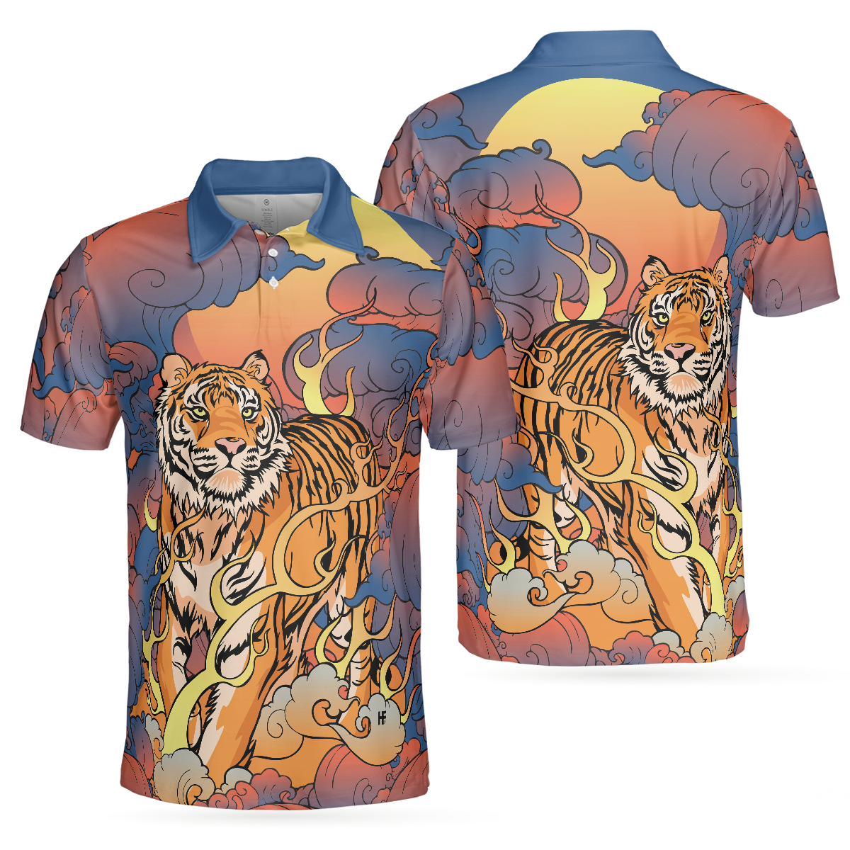 Oriental Powerful Tiger Polo Shirt, Cool Tiger Shirt For Men, Tiger Gift Idea - Hyperfavor