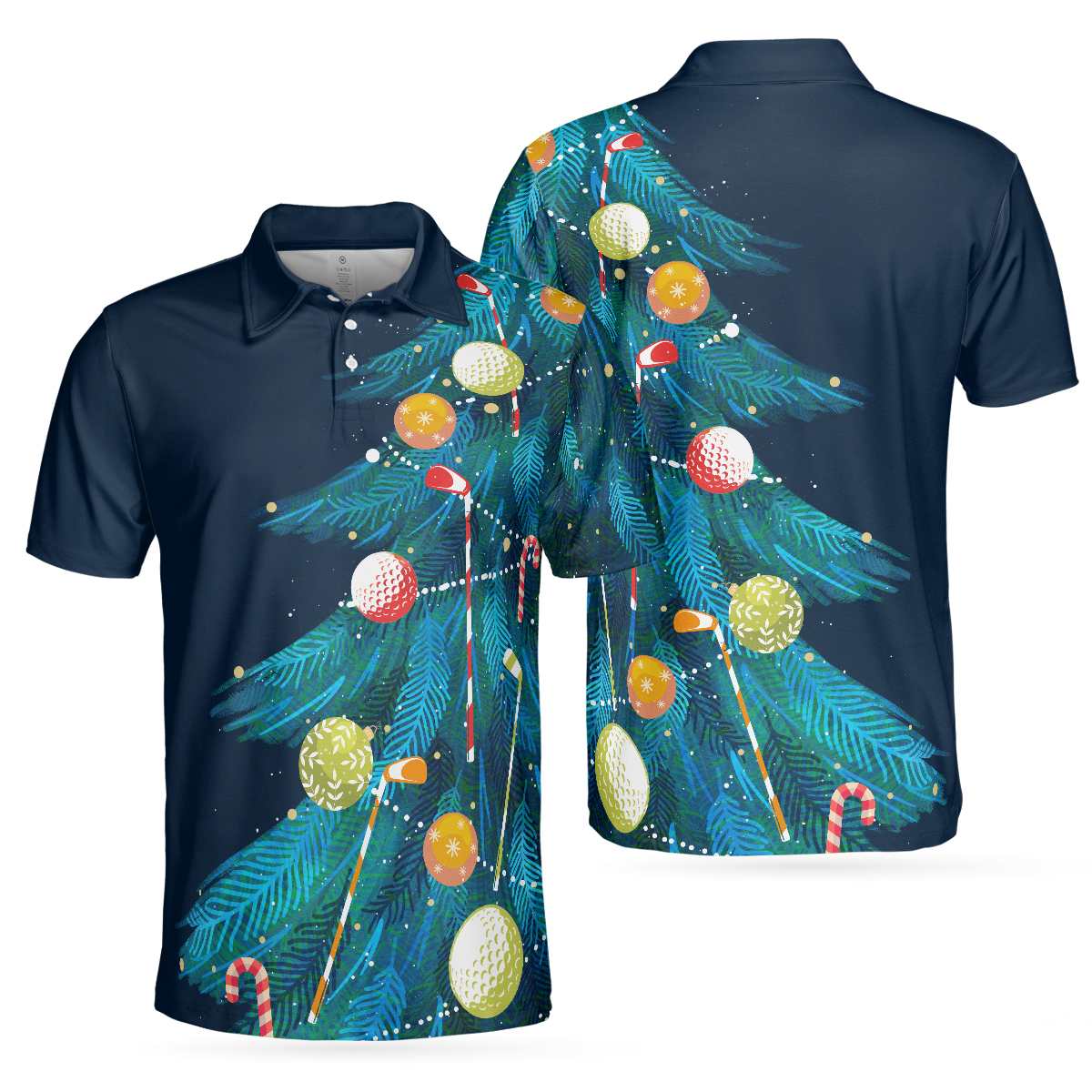 Christmas Golf Polo Shirts- Mens Golf Polo Shirts Short Sleeve- Christmas Tree Pattern Shirt Dry Fit- Christmas Shirt Idea Gift For Men - Hyperfavor