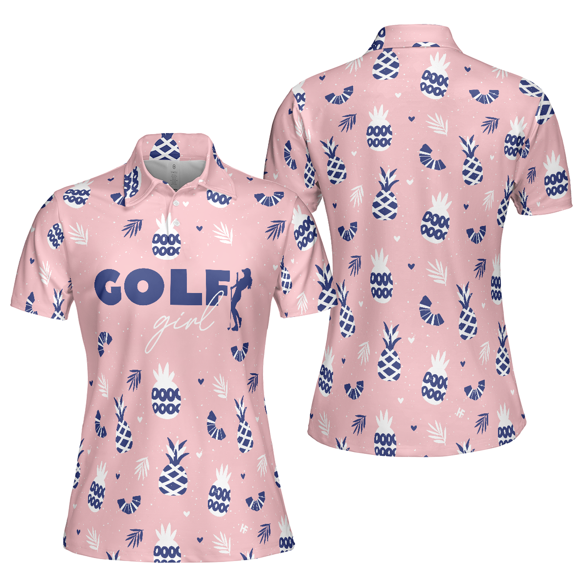 Golf Girl Summer Pattern Short Sleeve Women Polo Shirt, Pink Golf Shirt For Ladies, Unique Female Golf Gift - Hyperfavor