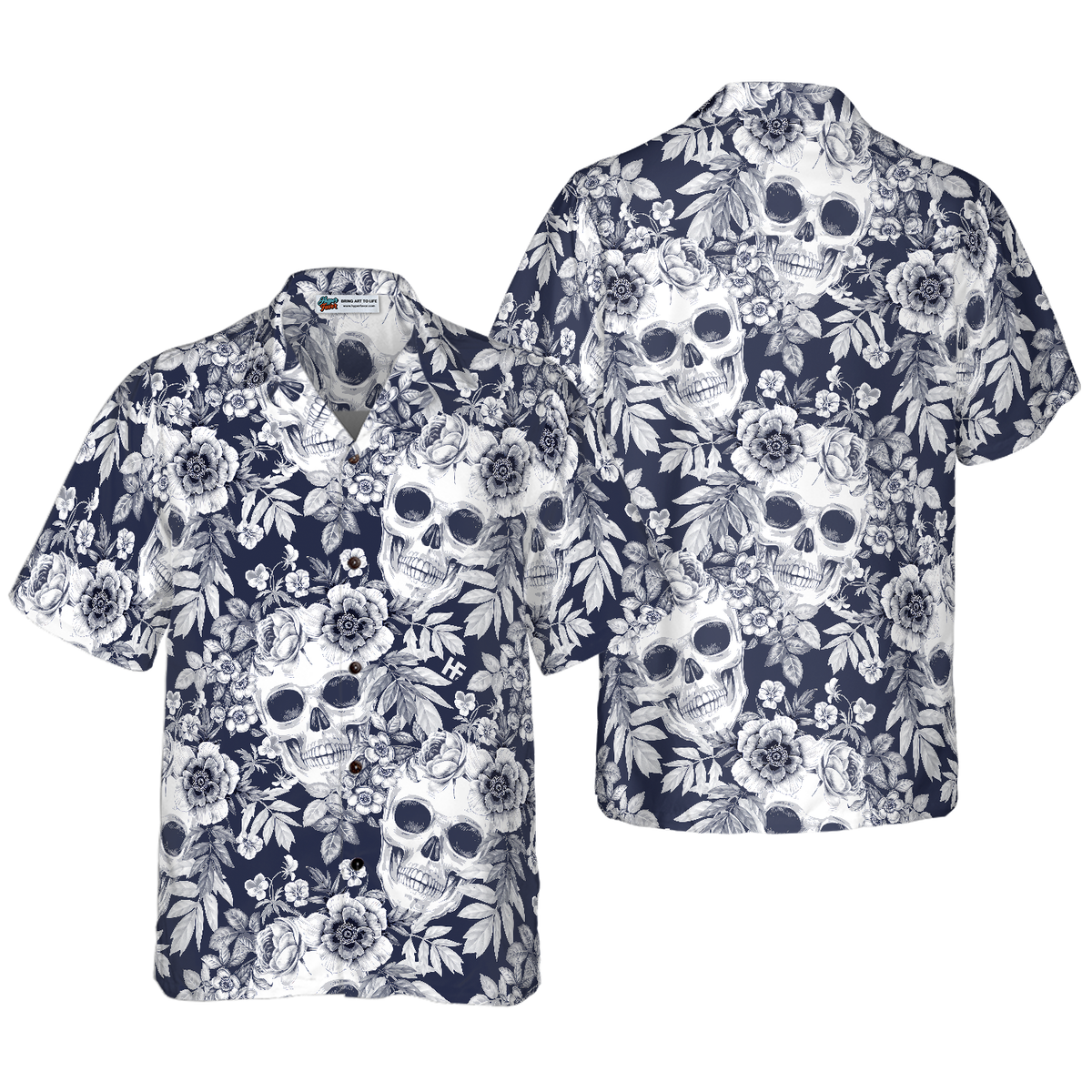 Wreaths Of Garden Flowers And Skulls Hawaiian Shirt - Hyperfavor