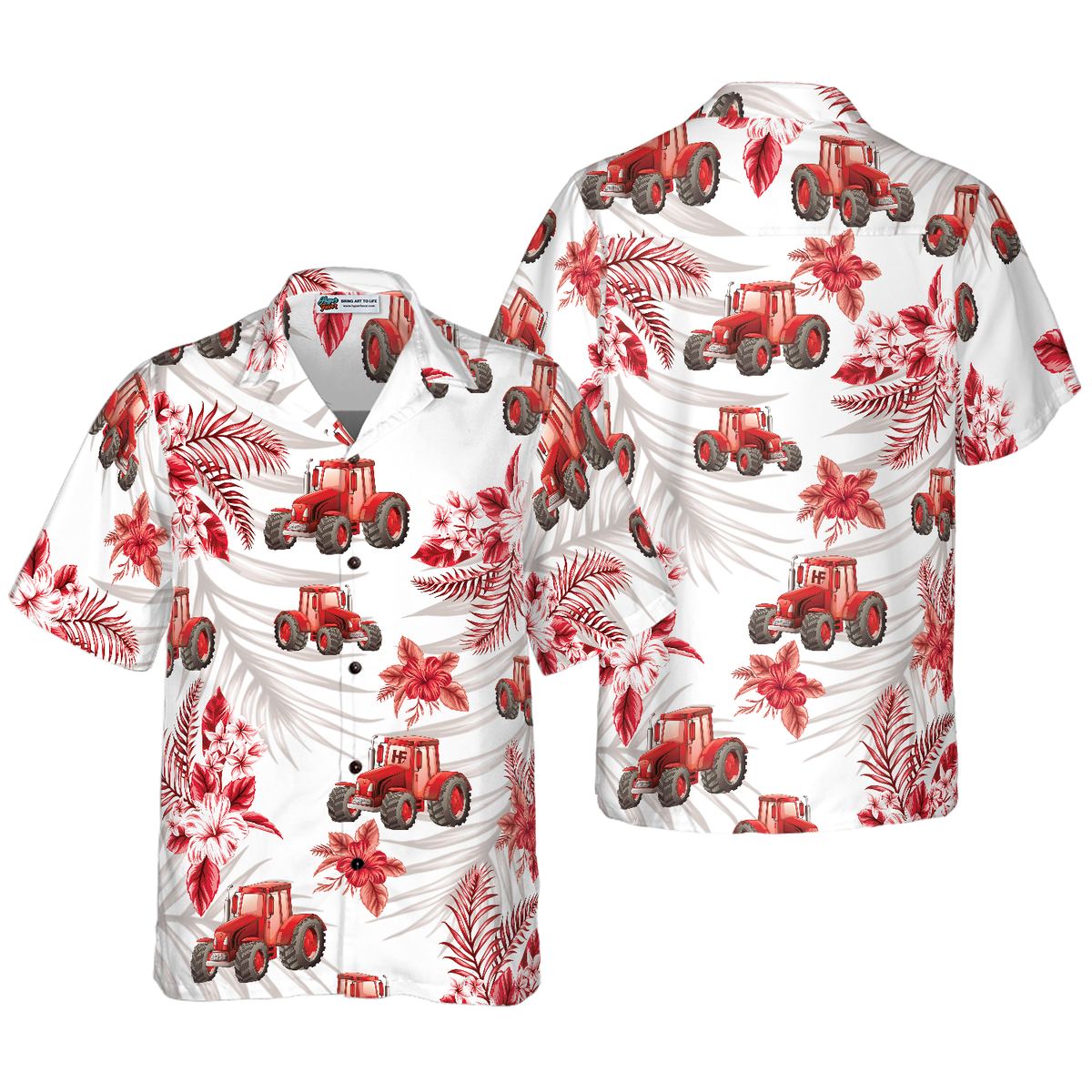 Tropical Red Tractor Hawaiian Shirt - Hyperfavor