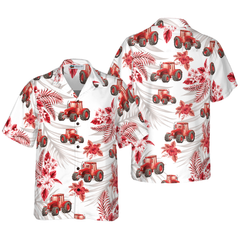 Tropical Red Tractor Hawaiian Shirt - Hyperfavor