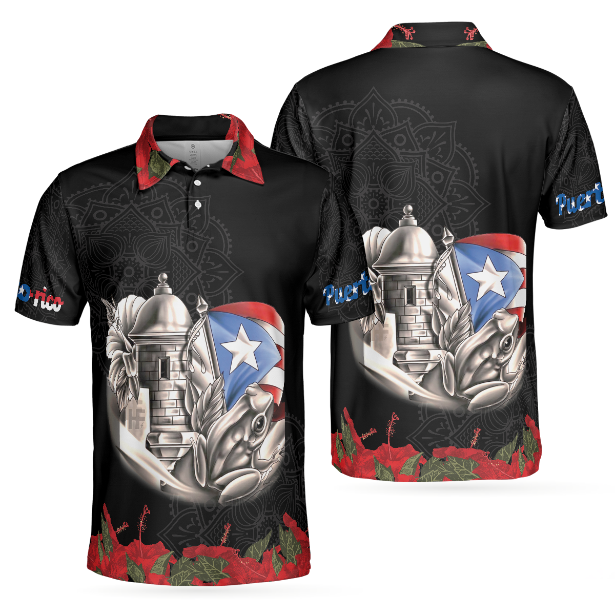 Puerto Rico Manga Flower Polo Shirt, US Polo Shirt For Men And Women, Best Gift For American Fans - Hyperfavor