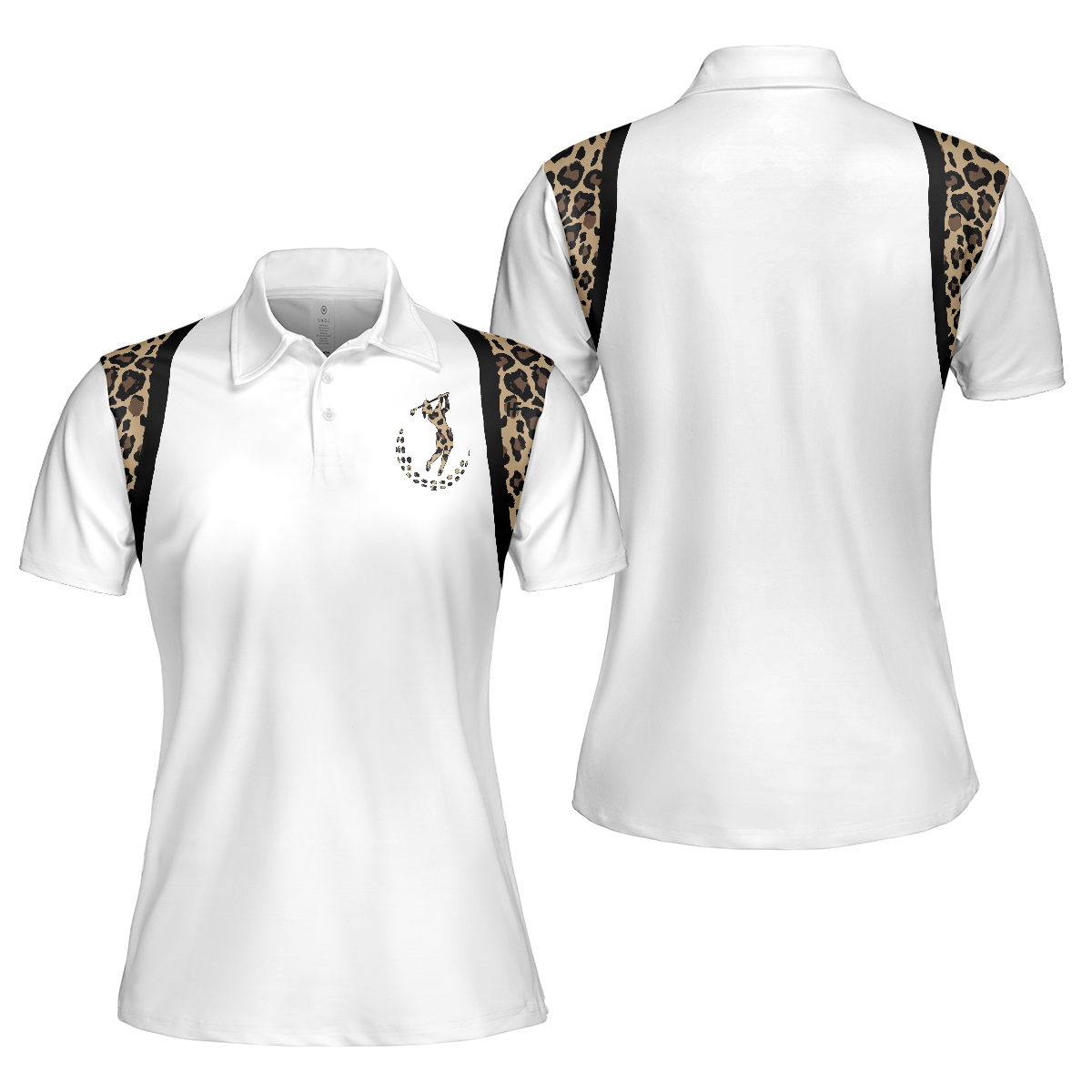 Golf Girl Leopard Pattern Shirt Short Sleeve Women Polo Shirt - Hyperfavor