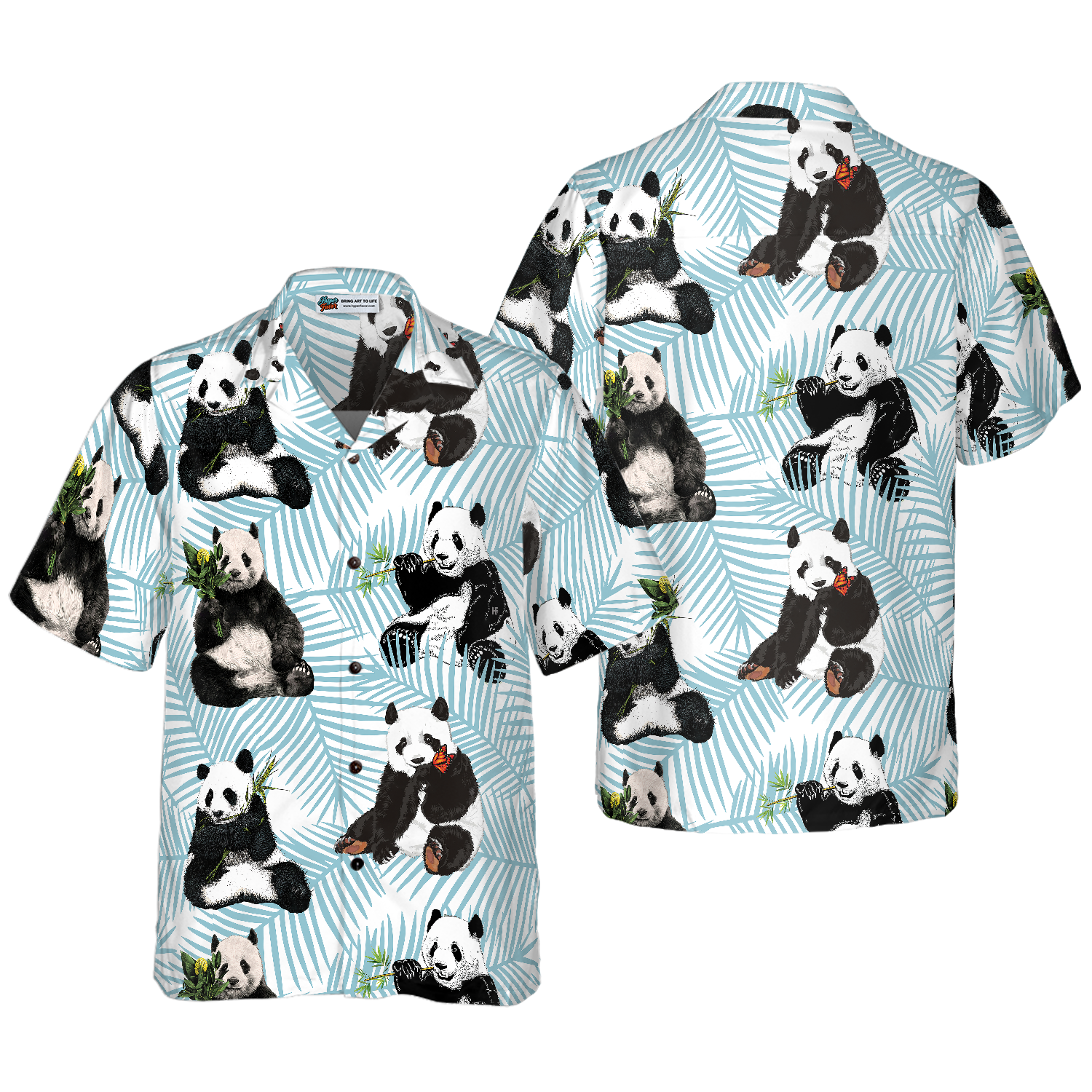 Panda On Palm Leaves Hawaiian Shirt - Hyperfavor