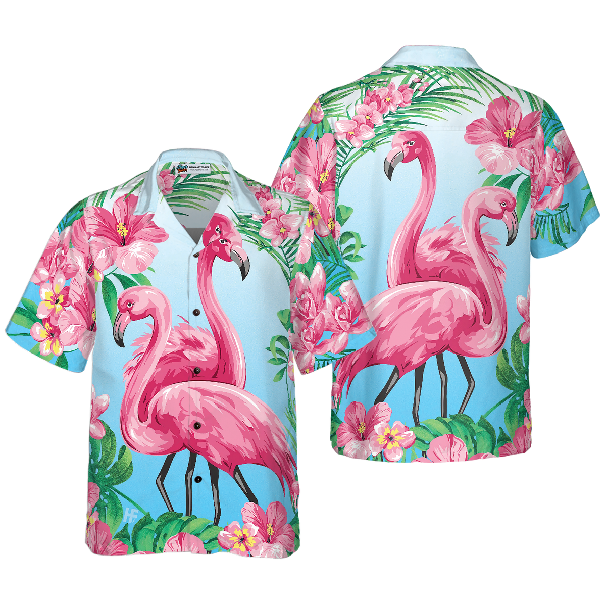 Tropical Floral Flamingo Shirt For Men Hawaiian Shirt - Hyperfavor