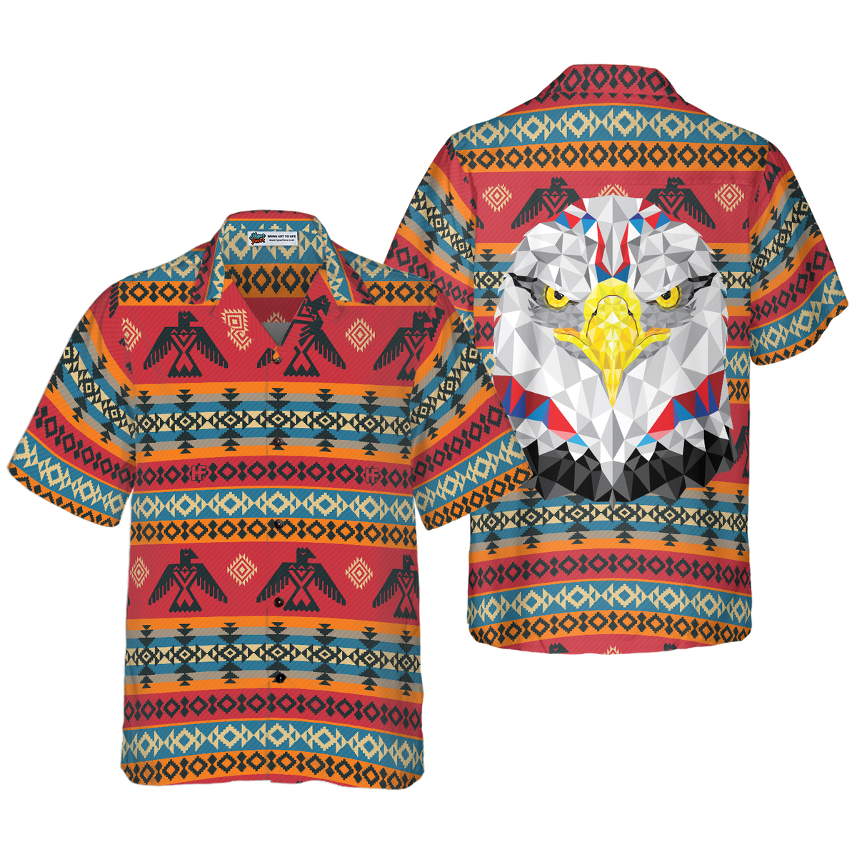 Geometric Tribal American Eagle Shirt Hawaiian Shirt - Hyperfavor