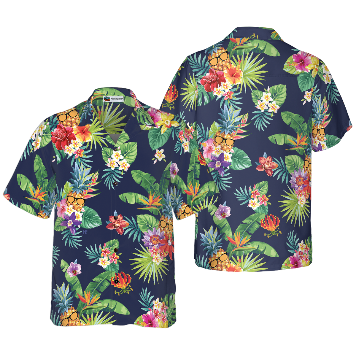 Tropical Pineapples & Palm Leaves Hawaiian Shirt - Hyperfavor