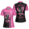 Be Stronger Than The Storm Breast Cancer Awareness Short Sleeve Women Polo Shirt, Eagle Awareness Ribbon Polo Shirt For Ladies - Hyperfavor