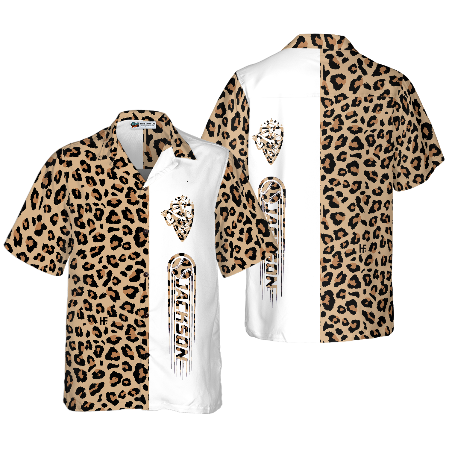 Personalized Baseball Seamless Seamless Leopard Custom Hawaiian Shirt - Hyperfavor