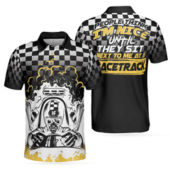 People Think I'm Nice Racing Polo Shirt, Checker Pattern F1 Racer Polo Shirt, Best Racing Shirt For Men - Hyperfavor