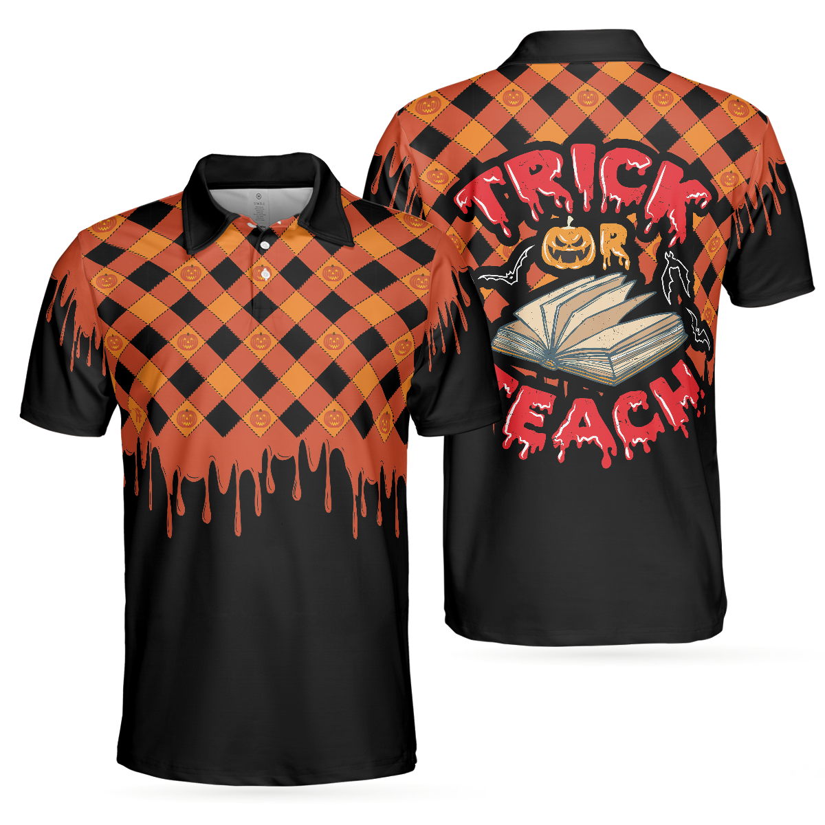 Trick Or Teach Halloween Polo Shirt For Men, Best Halloween Gift For Teachers - Hyperfavor