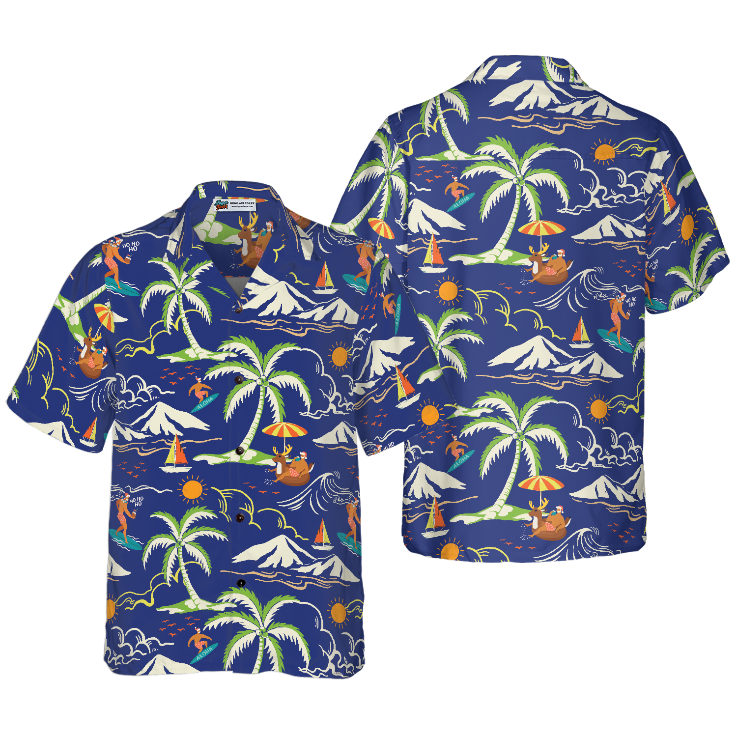 Hyperfavor Christmas Hawaiian Shirts, Santa Beach Summer Pattern 3 Shirt Short Sleeve, Christmas Shirt Idea Gift For Men and Women - Hyperfavor