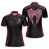 Faith Hope Love Angel Wings Breast Cancer Awareness Short Sleeve Women Polo Shirt, Pink Awareness Ribbon Polo Shirt For Ladies - Hyperfavor
