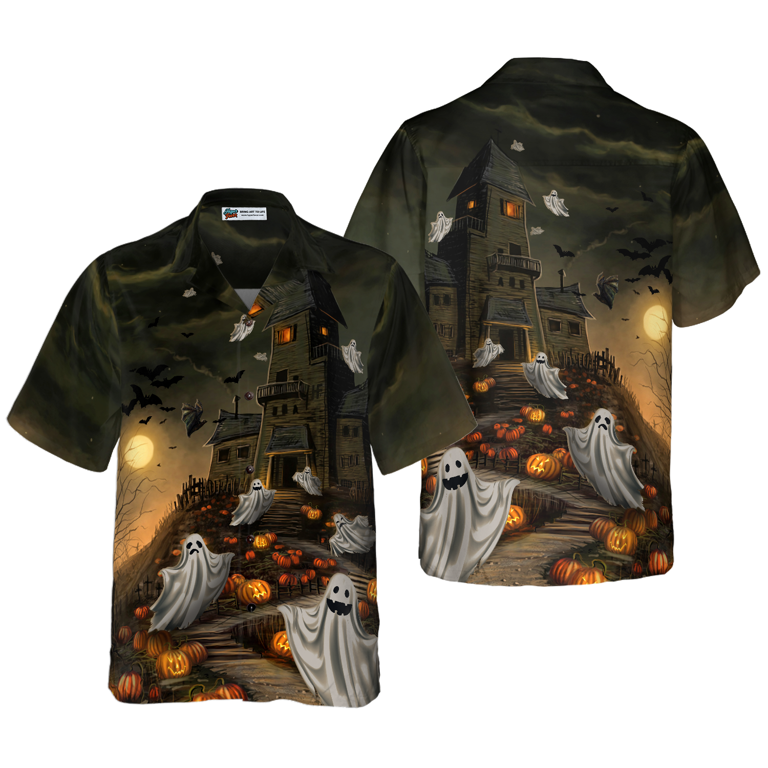 Haunted House For Ghost Halloween Hawaiian Shirt, Halloween Shirt For Men And Women - Hyperfavor