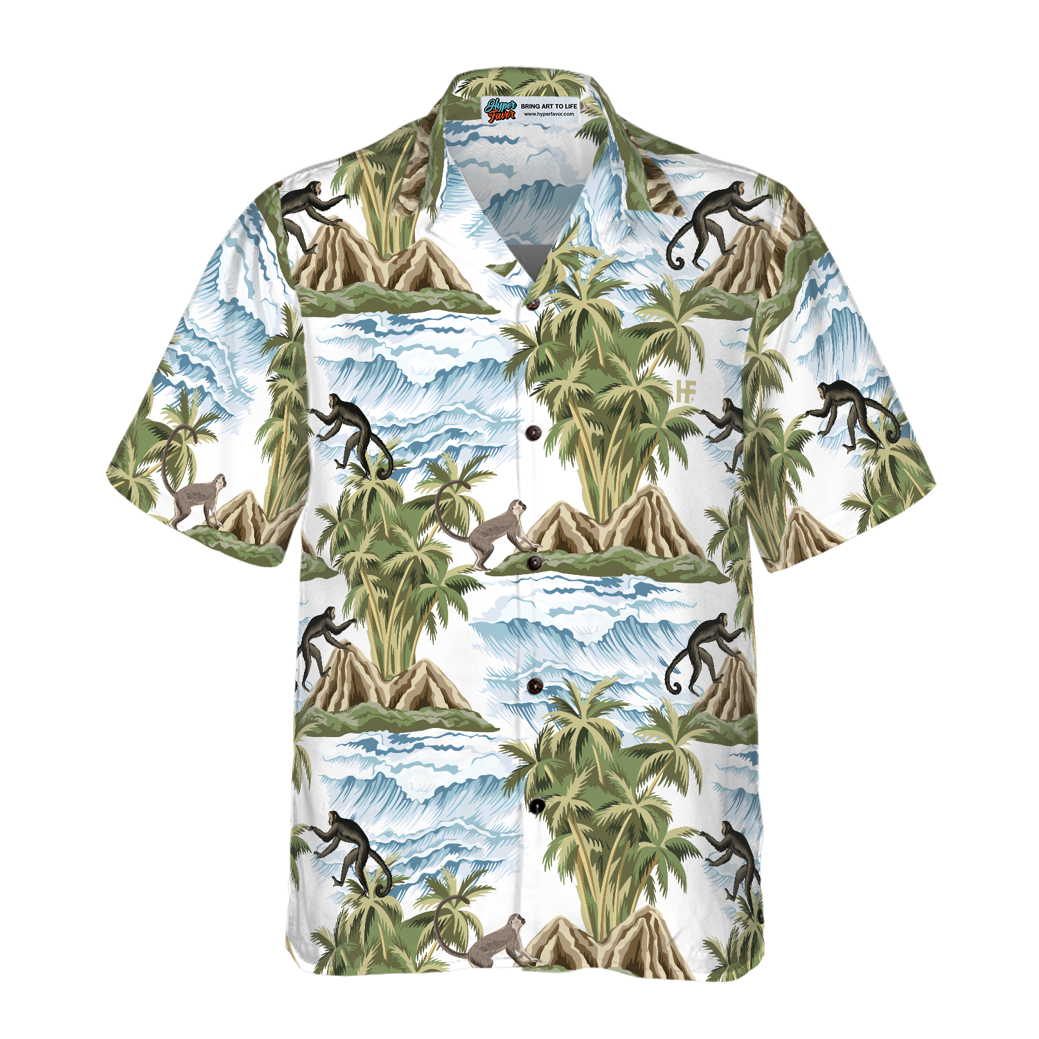 Vintage Island Palm Tree Monkey Hawaiian Shirt - Hyperfavor