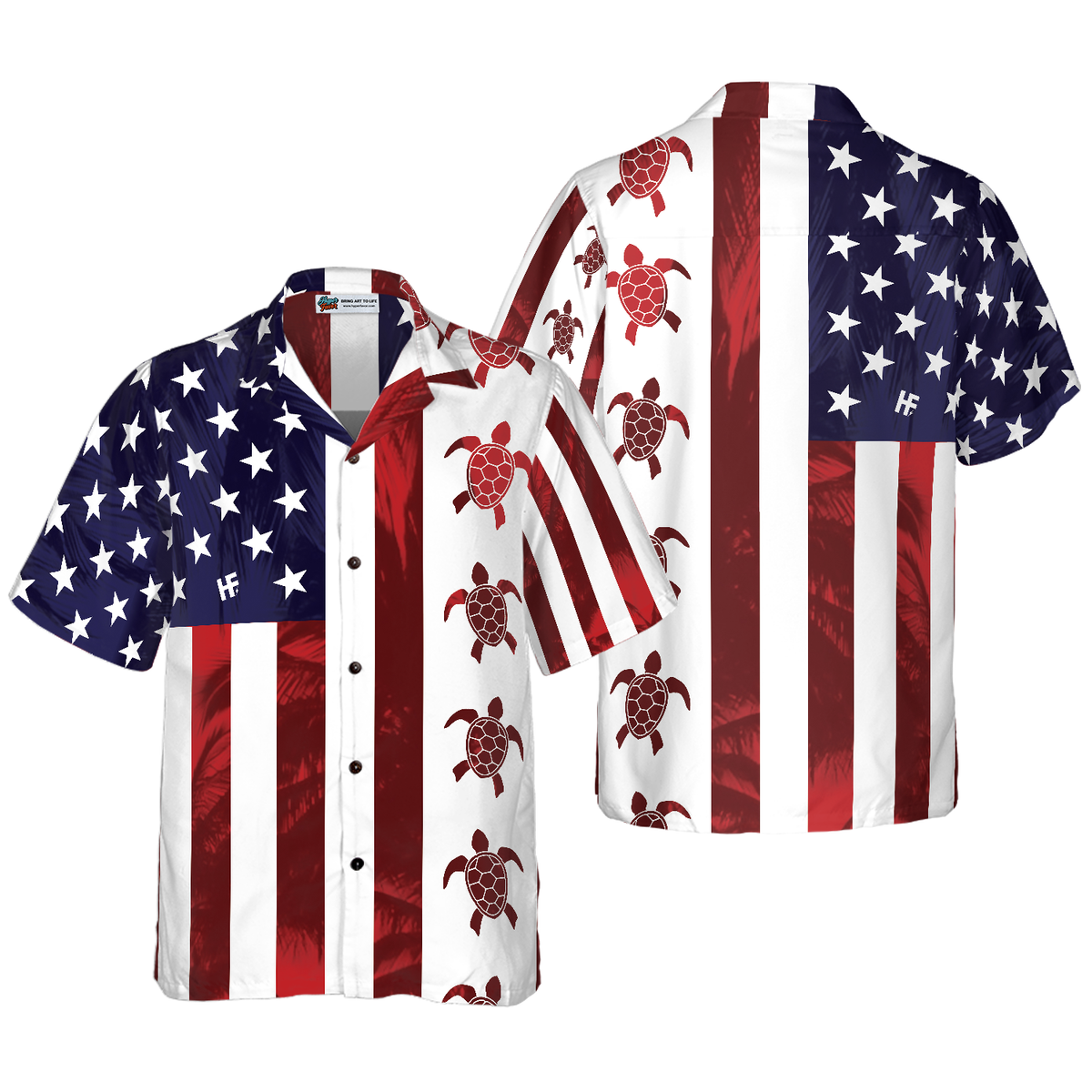 Turtle Flag American Hawaiian Shirt - Hyperfavor