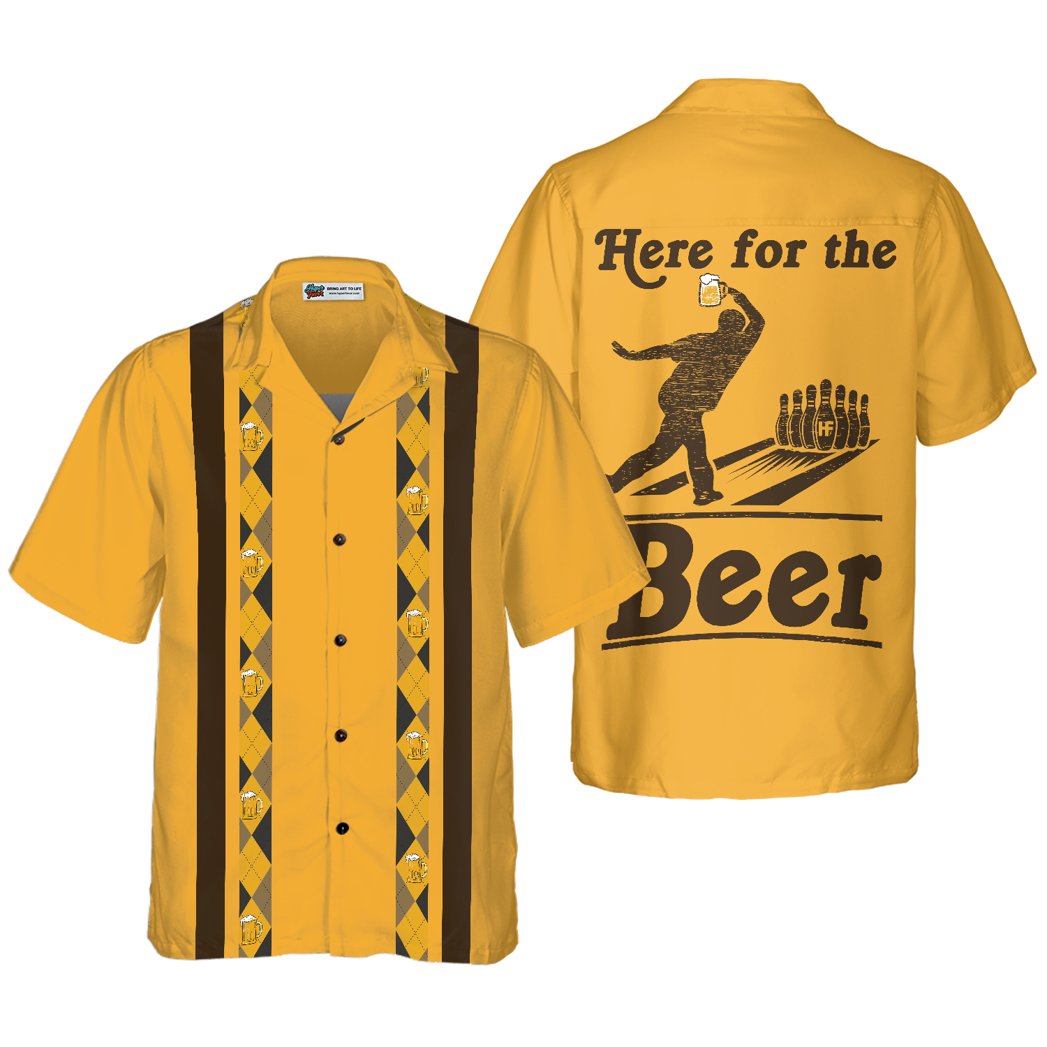 Here For The Beer Bowling Hawaiian Shirt, Drinking And Bowling Shirt, Best Gift For Bowling Players - Hyperfavor