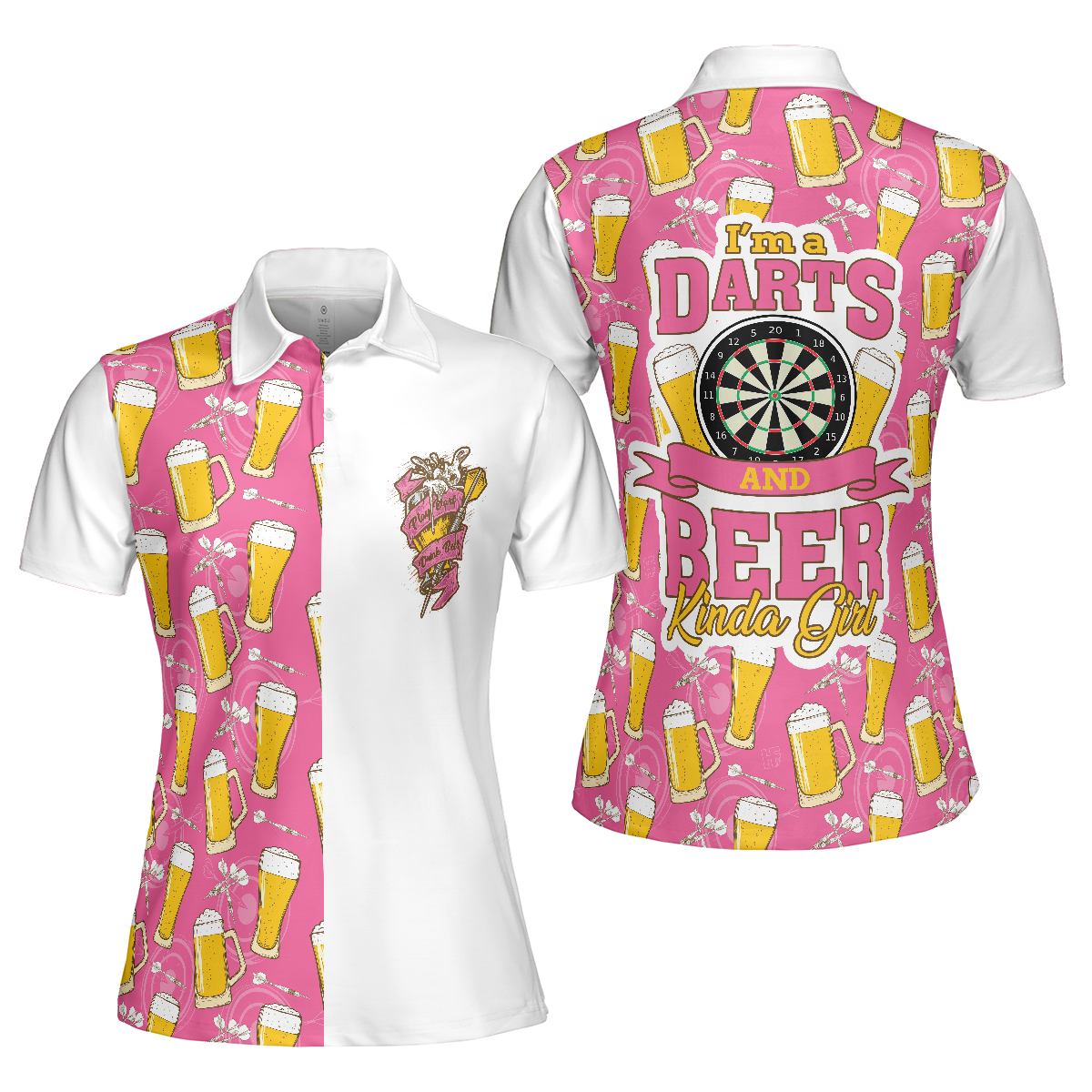 I'm A Darts And Beer Kinda Girl Short Sleeve Women Polo Shirt, Funny Ladies' Darts Shirt, Darts Gift For Women - Hyperfavor