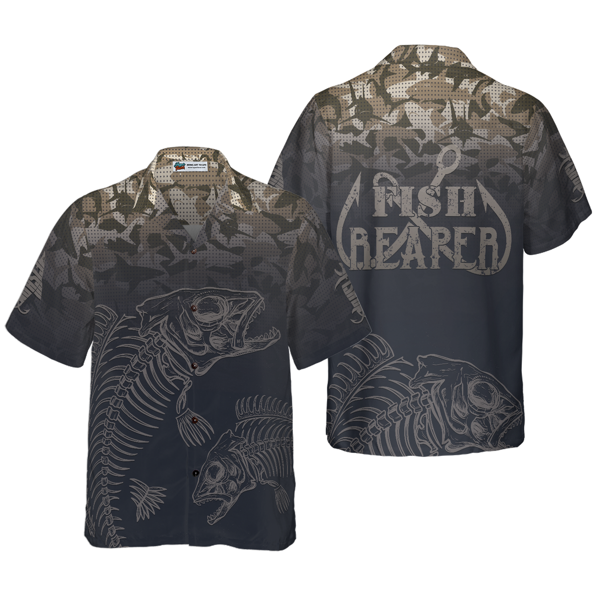 Fish Reaper Fish Skeleton Fishing Hawaiian Shirt - Hyperfavor