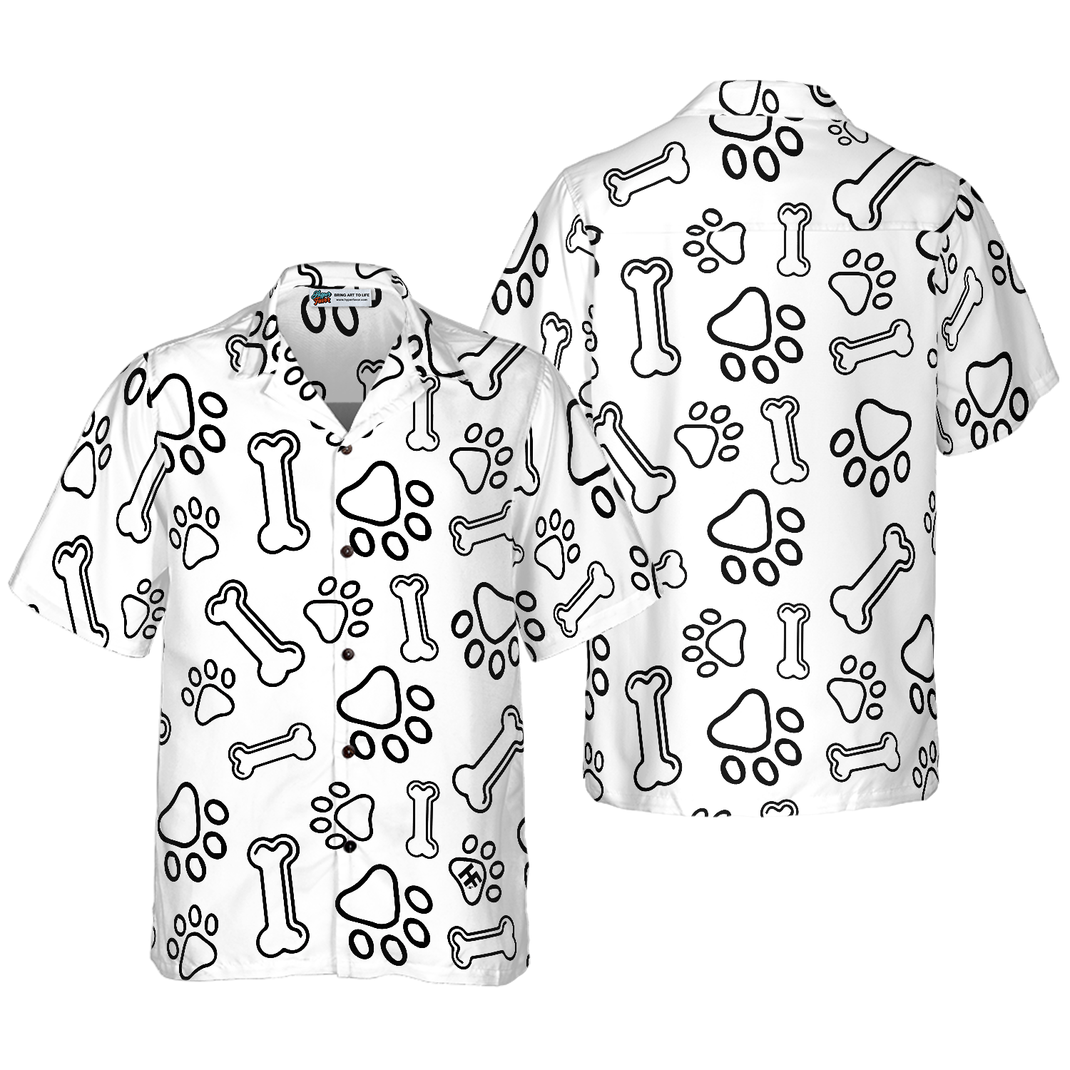 Dog Paw Bone And Pineapple Seamless Hawaiian Shirt - Hyperfavor