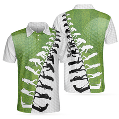 The Evolution Of Golfer Through Generations Golf Polo Shirt, White And Green Golf Shirt For Men - Hyperfavor