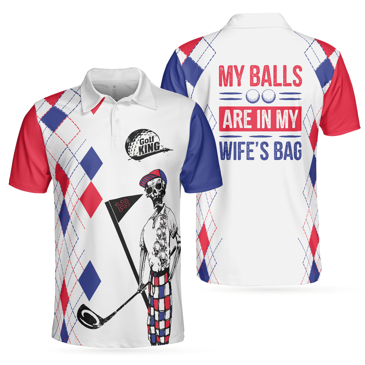 My Balls Are In My Wife's Bag Golf Polo Shirt For Men, Funny Gift For Golfers - Hyperfavor