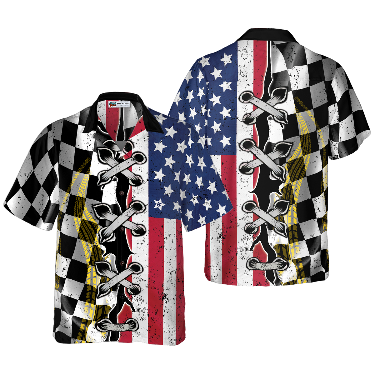 Dirt Track Racing Flag Hawaiian Shirt - Hyperfavor