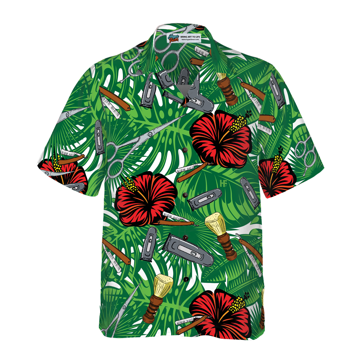 Rose Barber Tools Pattern V1 Hawaiian Shirt - Hyperfavor